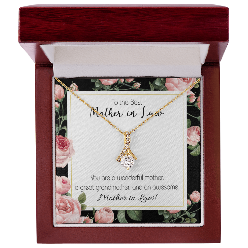 To My Mother-in-Law Awesome Mother-in-Law Alluring Ribbon Necklace Message Card-Express Your Love Gifts