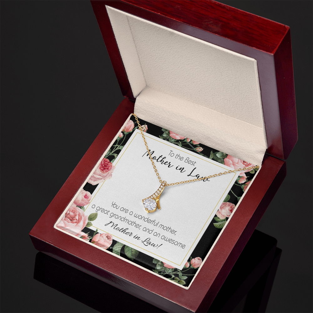 To My Mother-in-Law Awesome Mother-in-Law Alluring Ribbon Necklace Message Card-Express Your Love Gifts