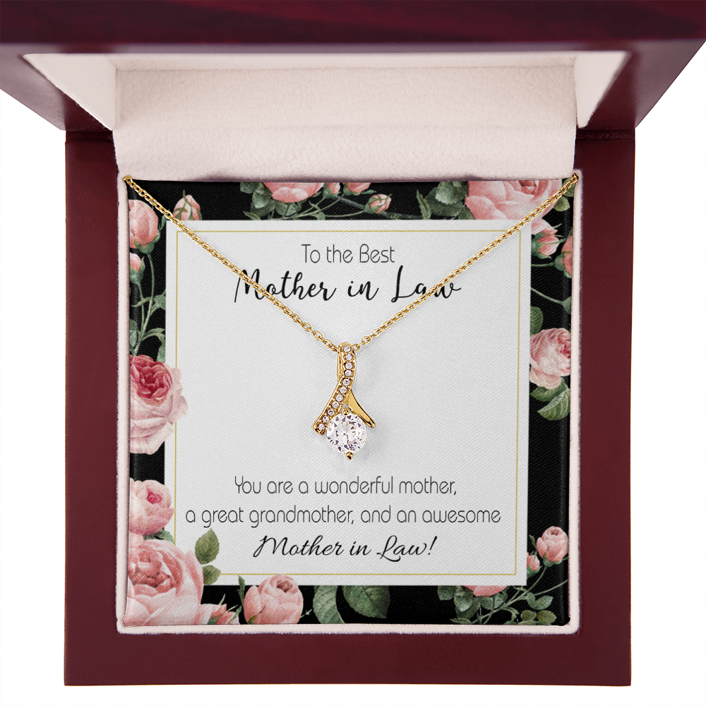 To My Mother-in-Law Awesome Mother-in-Law Alluring Ribbon Necklace Message Card-Express Your Love Gifts