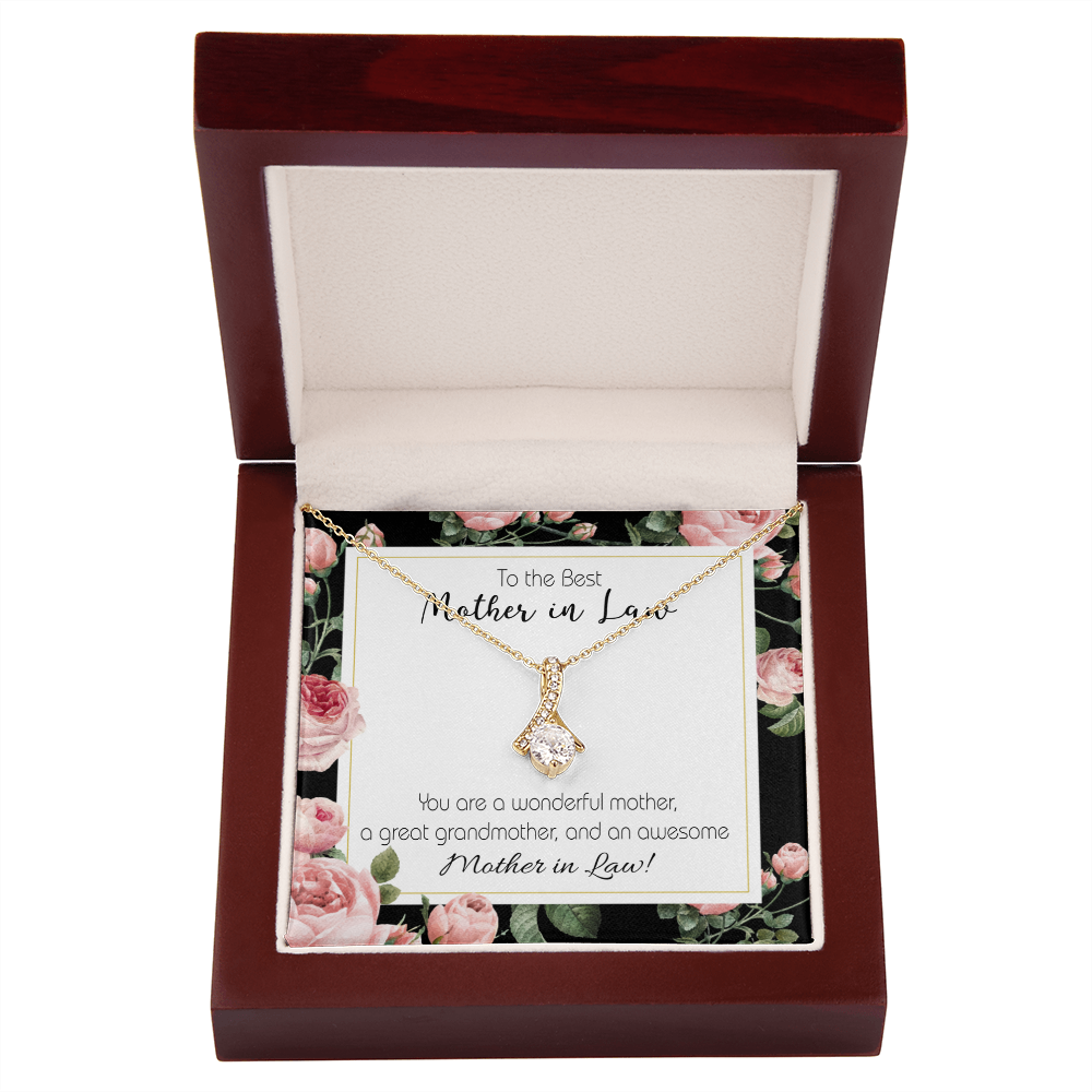 To My Mother-in-Law Awesome Mother-in-Law Alluring Ribbon Necklace Message Card-Express Your Love Gifts