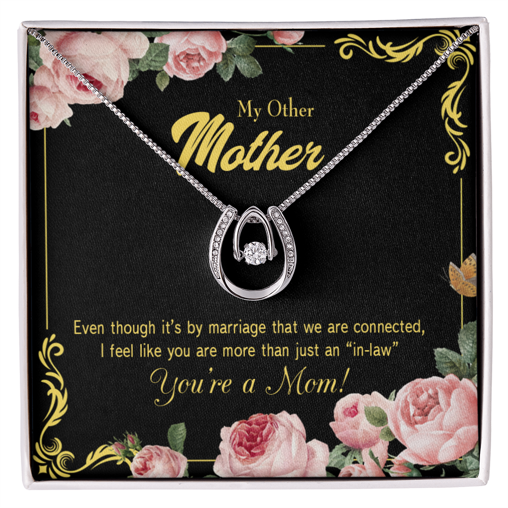 To My Mother-in-Law Connected Lucky Horseshoe Necklace Message Card 14k w CZ Crystals-Express Your Love Gifts