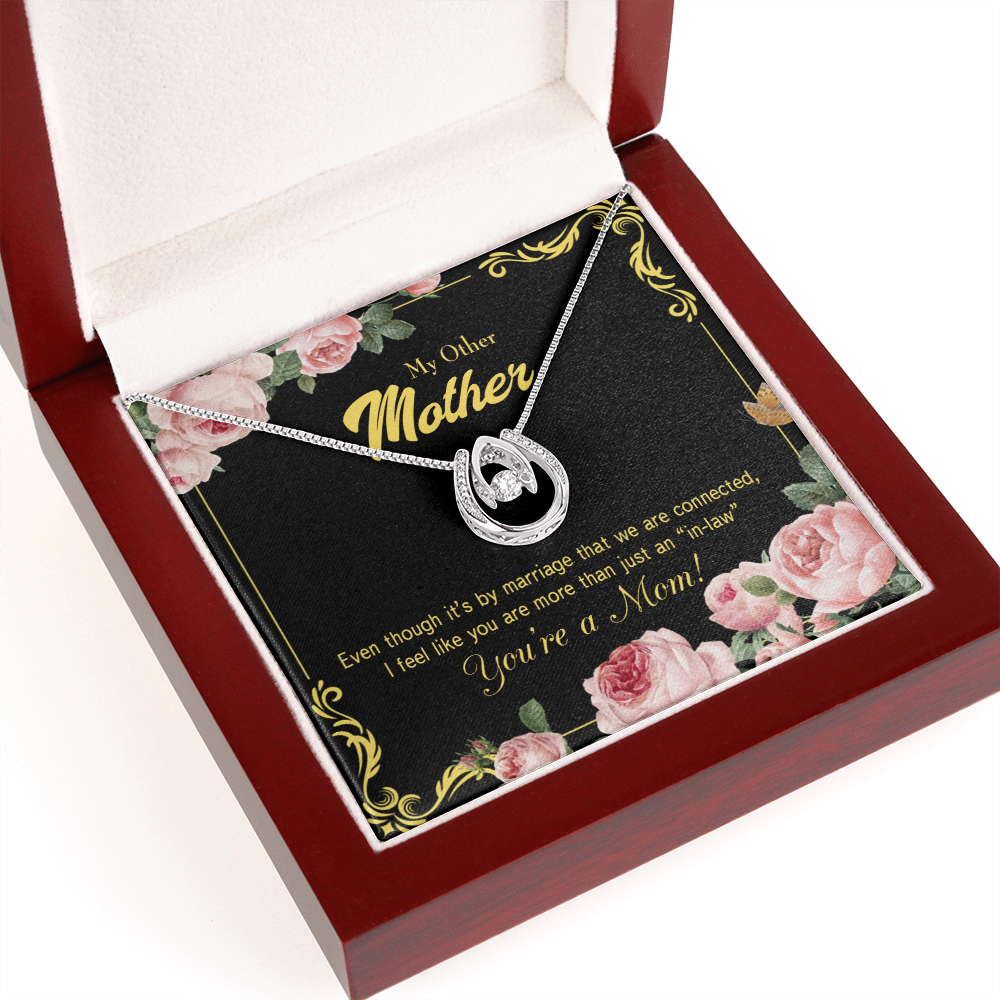 To My Mother-in-Law Connected Lucky Horseshoe Necklace Message Card 14k w CZ Crystals-Express Your Love Gifts