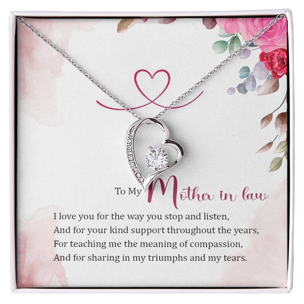 To My Mother-in-Law Forever Necklace w Message Card-Express Your Love Gifts