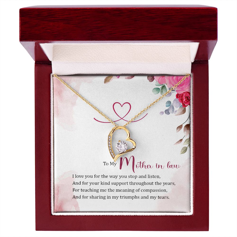 To My Mother-in-Law Forever Necklace w Message Card-Express Your Love Gifts