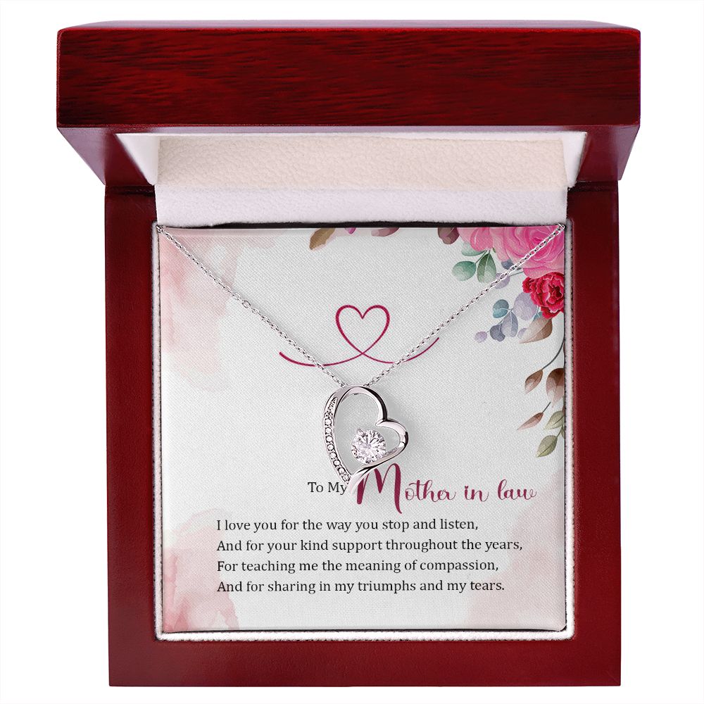 To My Mother-in-Law Forever Necklace w Message Card-Express Your Love Gifts