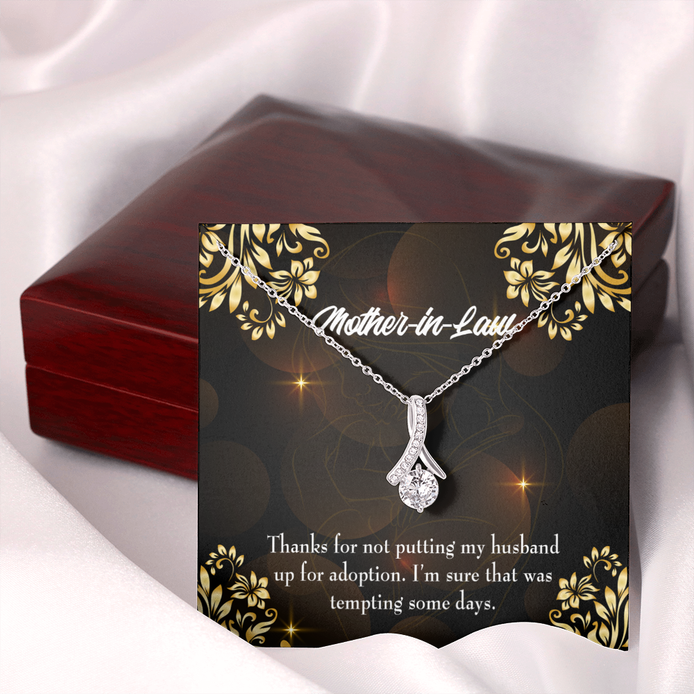 To My Mother-in-Law Funny Mother-in-Law Message Alluring Ribbon Necklace Message Card-Express Your Love Gifts