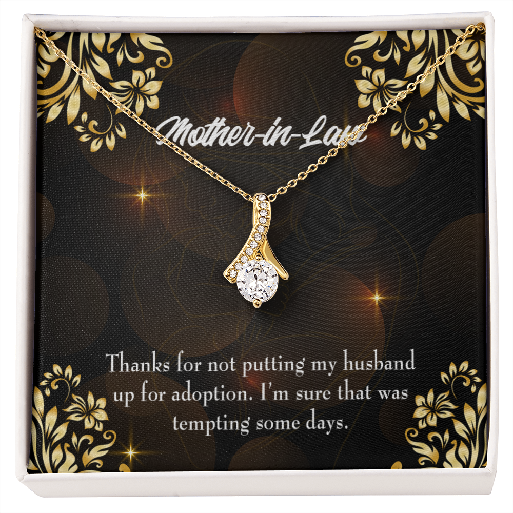 To My Mother-in-Law Funny Mother-in-Law Message Alluring Ribbon Necklace Message Card-Express Your Love Gifts