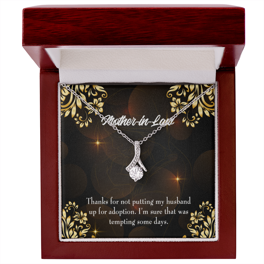 To My Mother-in-Law Funny Mother-in-Law Message Alluring Ribbon Necklace Message Card-Express Your Love Gifts