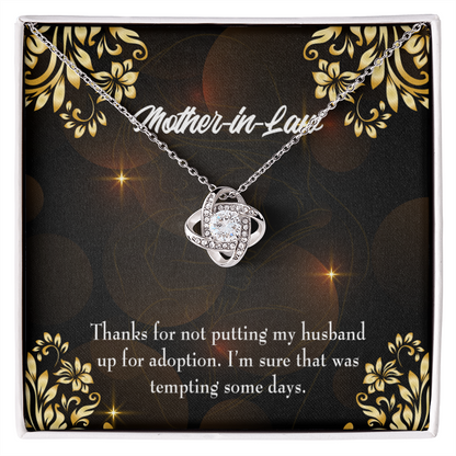 To My Mother-in-Law Funny Mother-in-Law Message Infinity Knot Necklace Message Card-Express Your Love Gifts