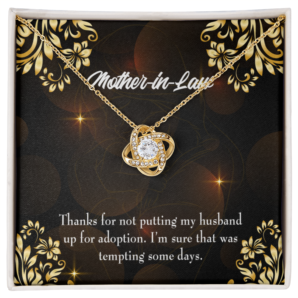 To My Mother-in-Law Funny Mother-in-Law Message Infinity Knot Necklace Message Card-Express Your Love Gifts