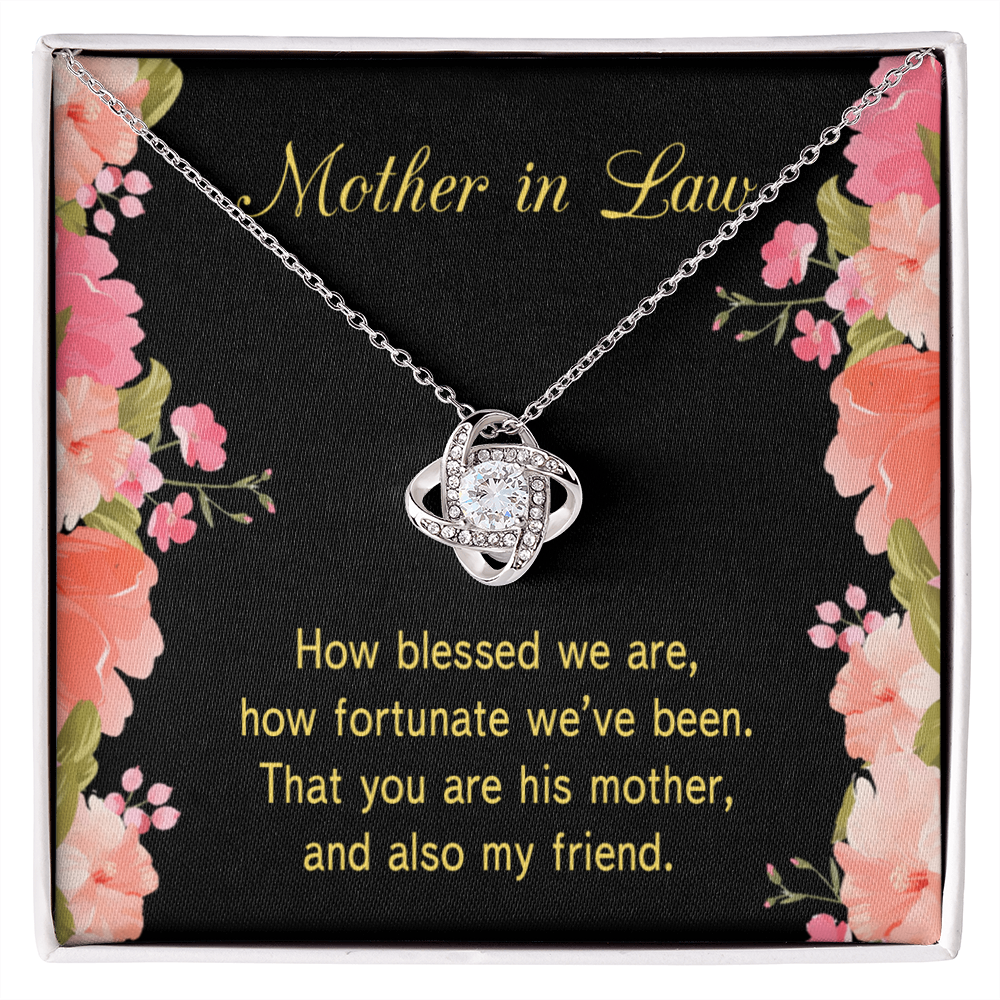 To My Mother-in-Law How Fortunate Infinity Knot Necklace Message Card-Express Your Love Gifts