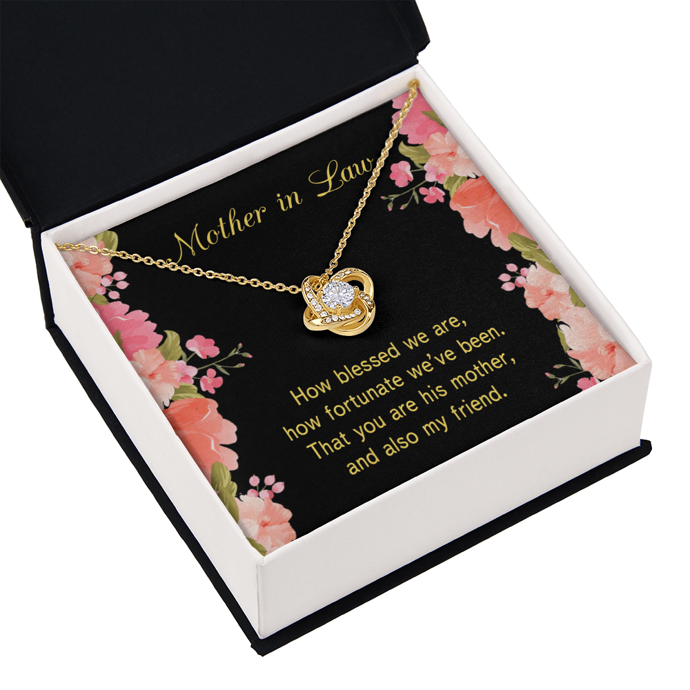 To My Mother-in-Law How Fortunate Infinity Knot Necklace Message Card-Express Your Love Gifts