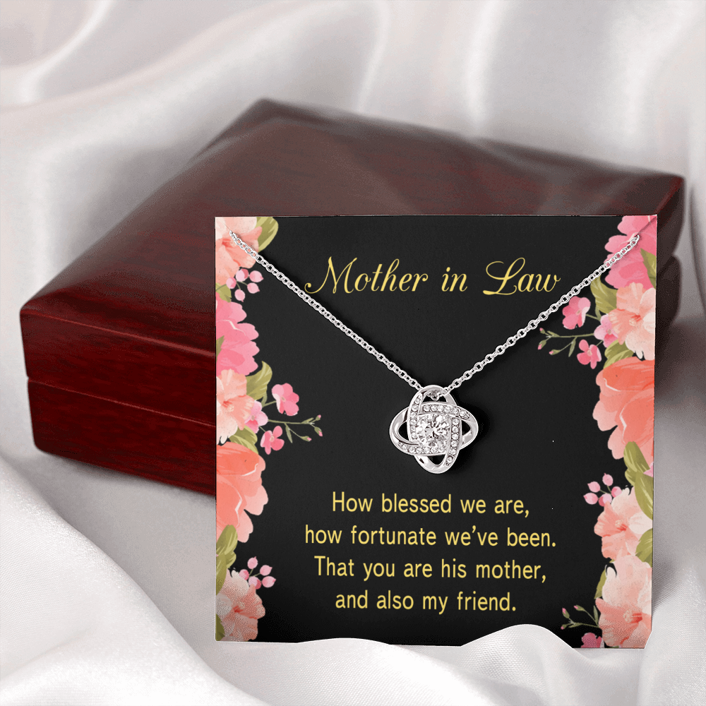 To My Mother-in-Law How Fortunate Infinity Knot Necklace Message Card-Express Your Love Gifts