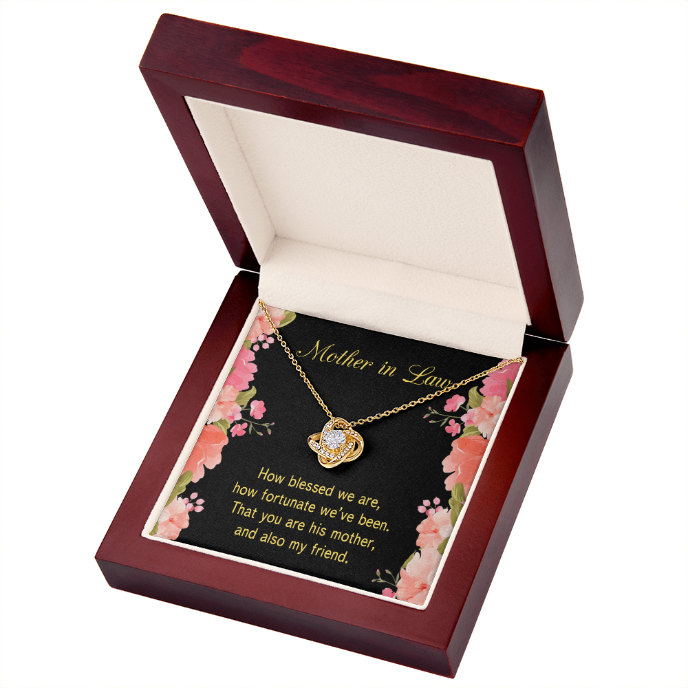 To My Mother-in-Law How Fortunate Infinity Knot Necklace Message Card-Express Your Love Gifts