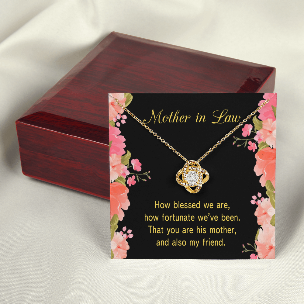 To My Mother-in-Law How Fortunate Infinity Knot Necklace Message Card-Express Your Love Gifts