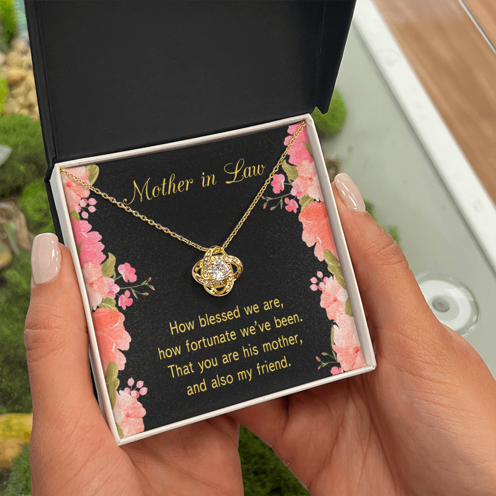 To My Mother-in-Law How Fortunate Infinity Knot Necklace Message Card-Express Your Love Gifts