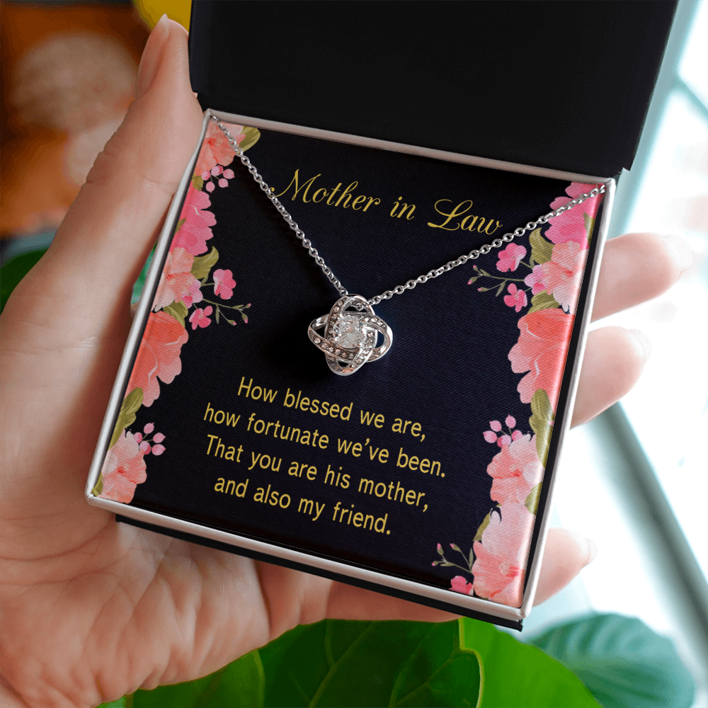 To My Mother-in-Law How Fortunate Infinity Knot Necklace Message Card-Express Your Love Gifts