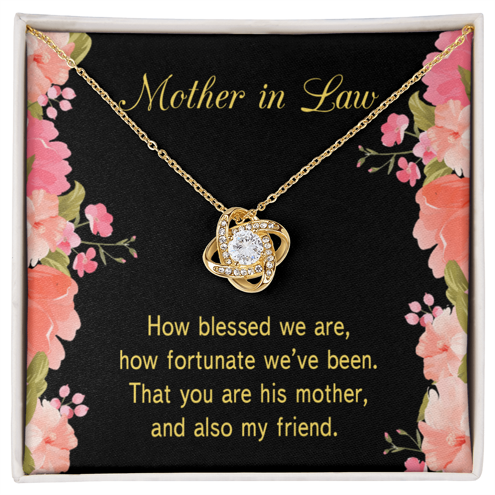 To My Mother-in-Law How Fortunate Infinity Knot Necklace Message Card-Express Your Love Gifts