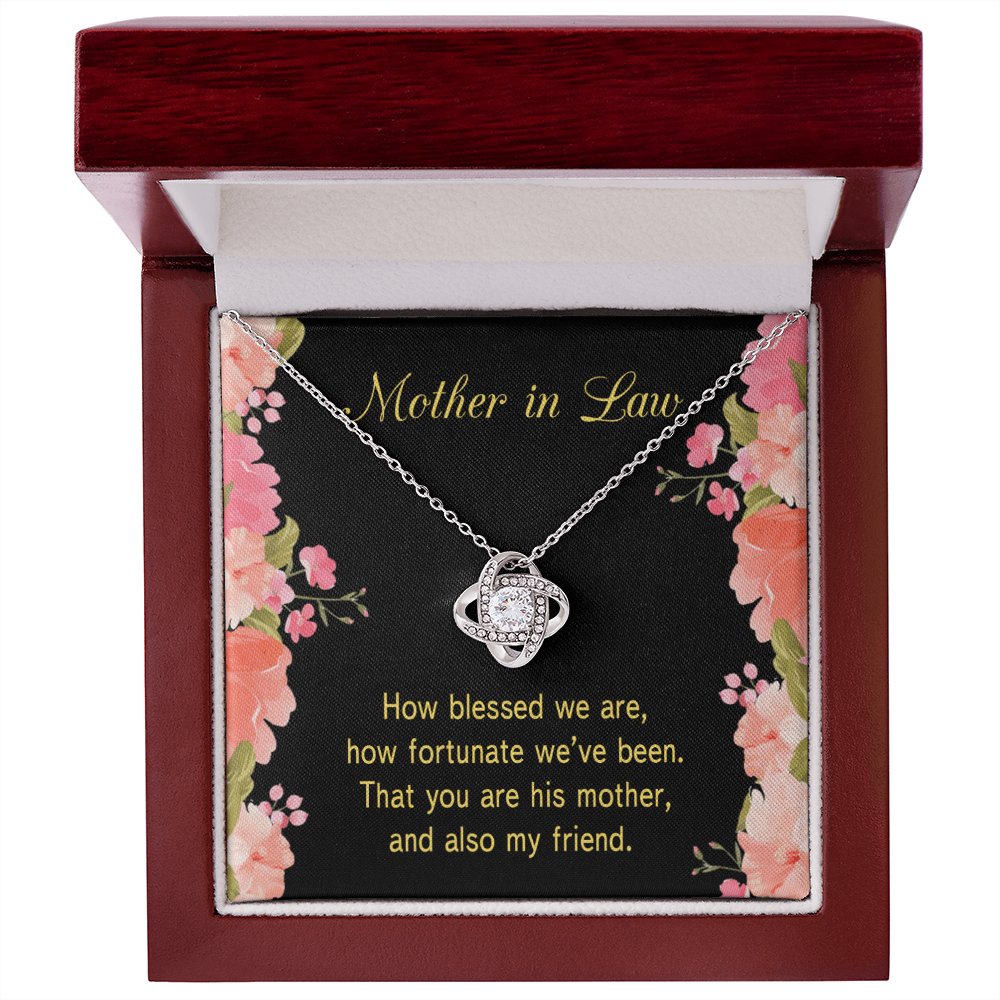 To My Mother-in-Law How Fortunate Infinity Knot Necklace Message Card-Express Your Love Gifts