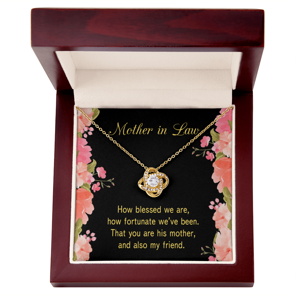 To My Mother-in-Law How Fortunate Infinity Knot Necklace Message Card-Express Your Love Gifts