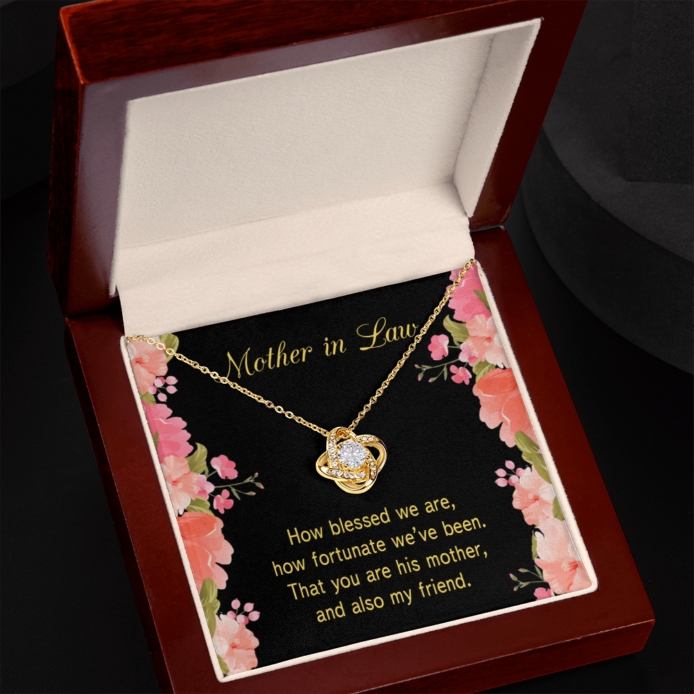 To My Mother-in-Law How Fortunate Infinity Knot Necklace Message Card-Express Your Love Gifts