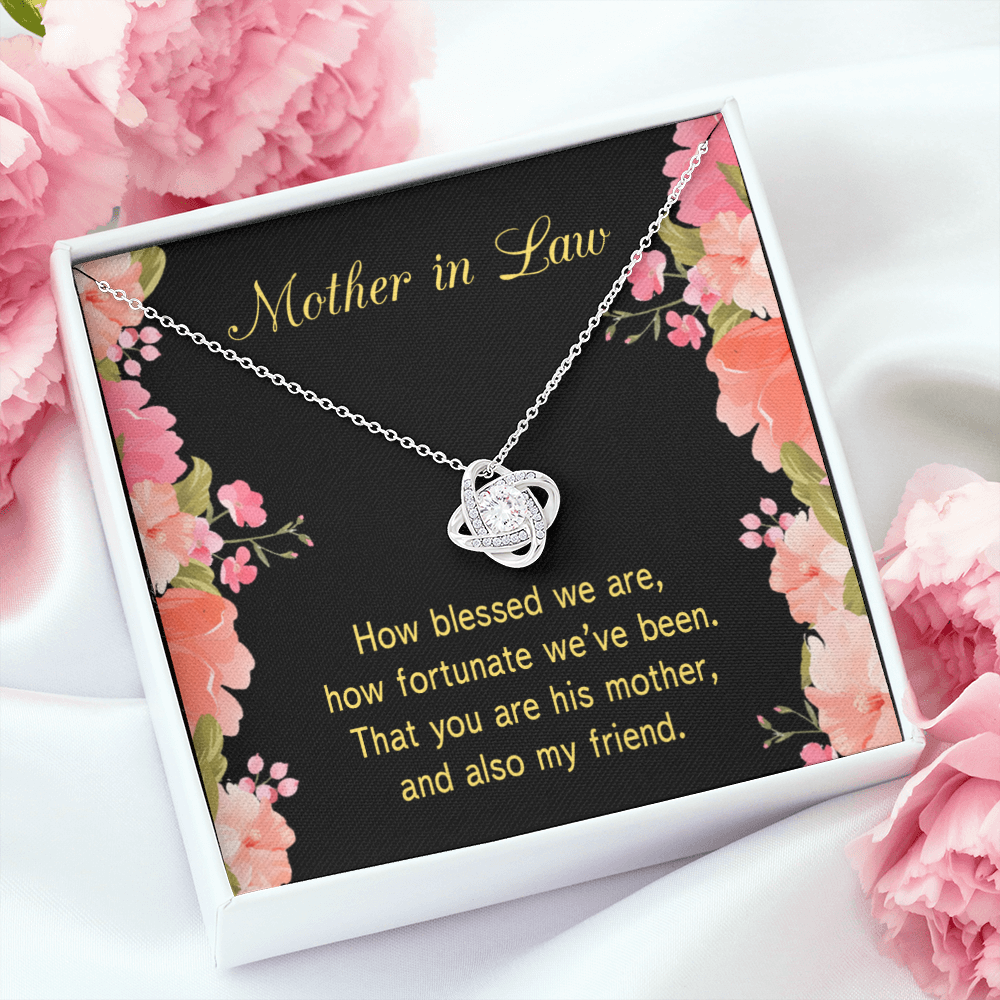 To My Mother-in-Law How Fortunate Infinity Knot Necklace Message Card-Express Your Love Gifts