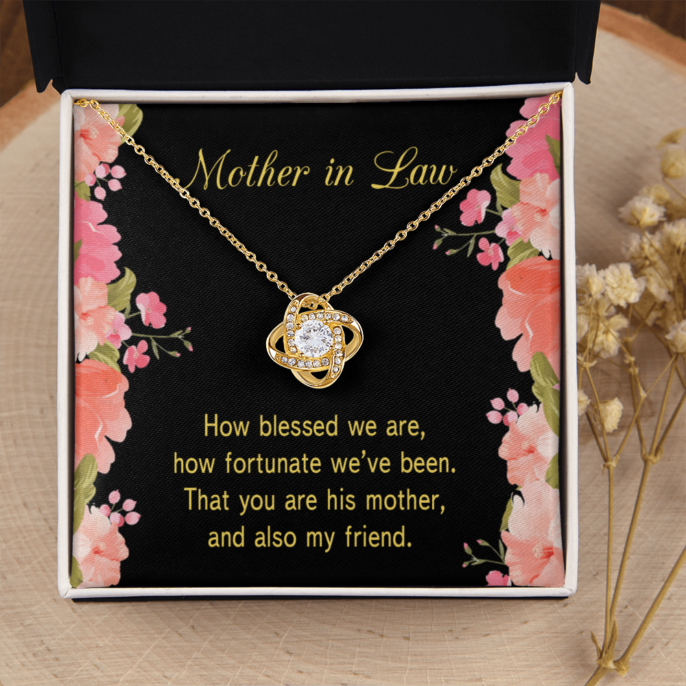 To My Mother-in-Law How Fortunate Infinity Knot Necklace Message Card-Express Your Love Gifts