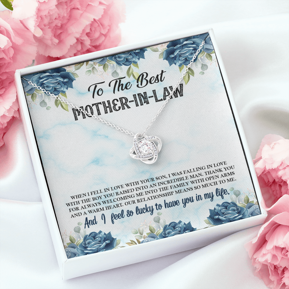 To My Mother-in-Law I Feel Lucky Infinity Knot Necklace Message Card-Express Your Love Gifts