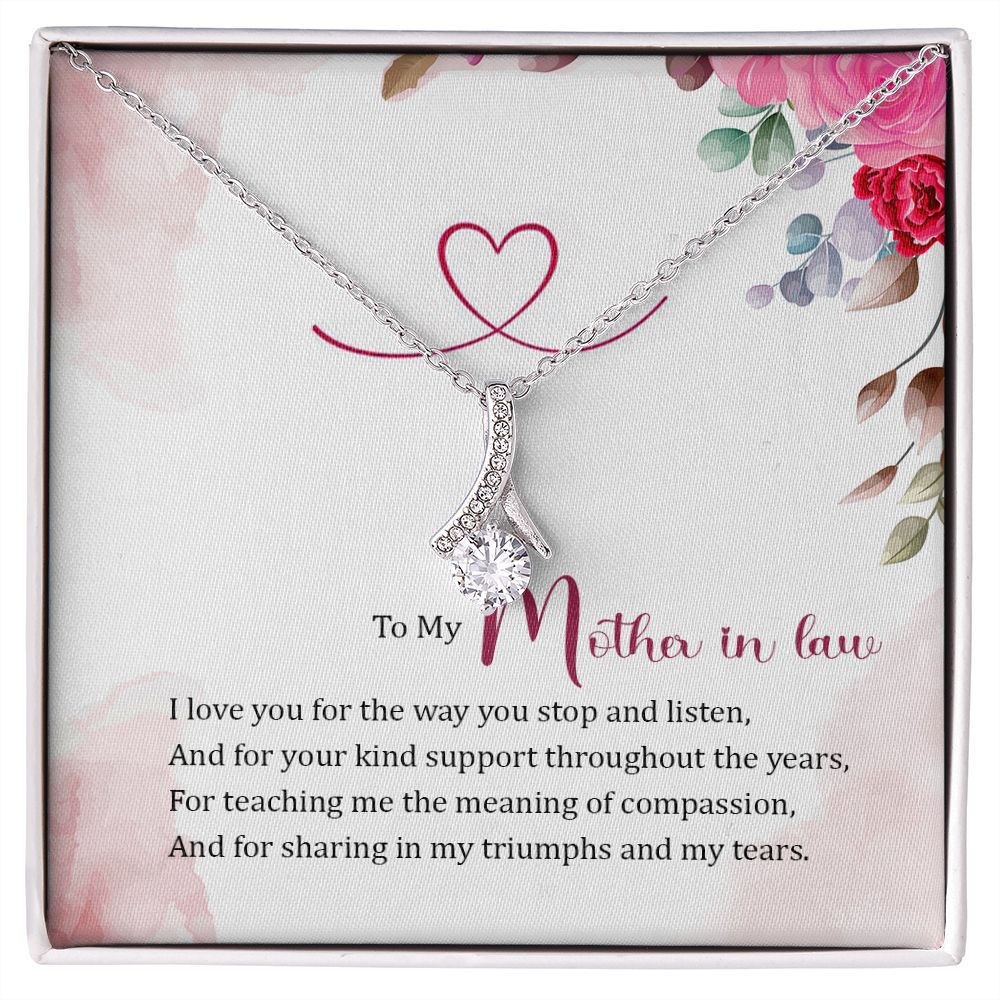 To My Mother-in-Law I Love You Alluring Ribbon Necklace Message Card-Express Your Love Gifts