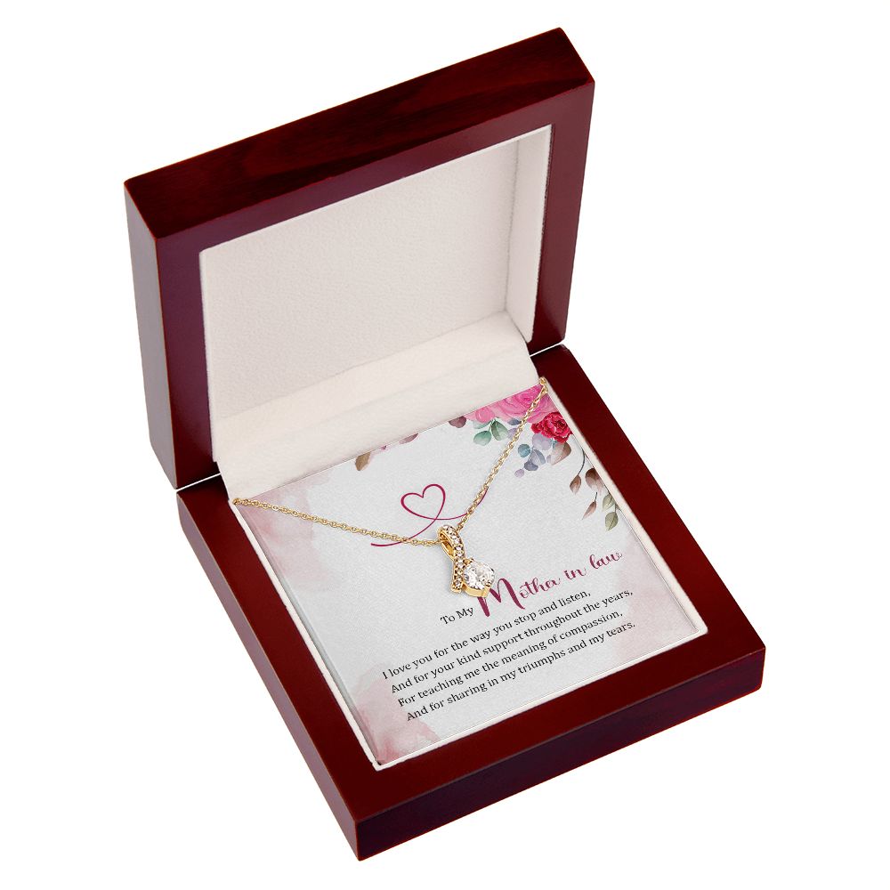 To My Mother-in-Law I Love You Alluring Ribbon Necklace Message Card-Express Your Love Gifts