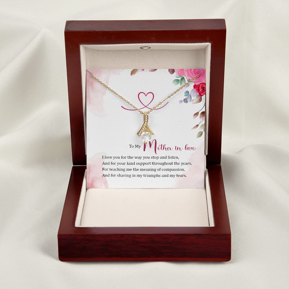 To My Mother-in-Law I Love You Alluring Ribbon Necklace Message Card-Express Your Love Gifts