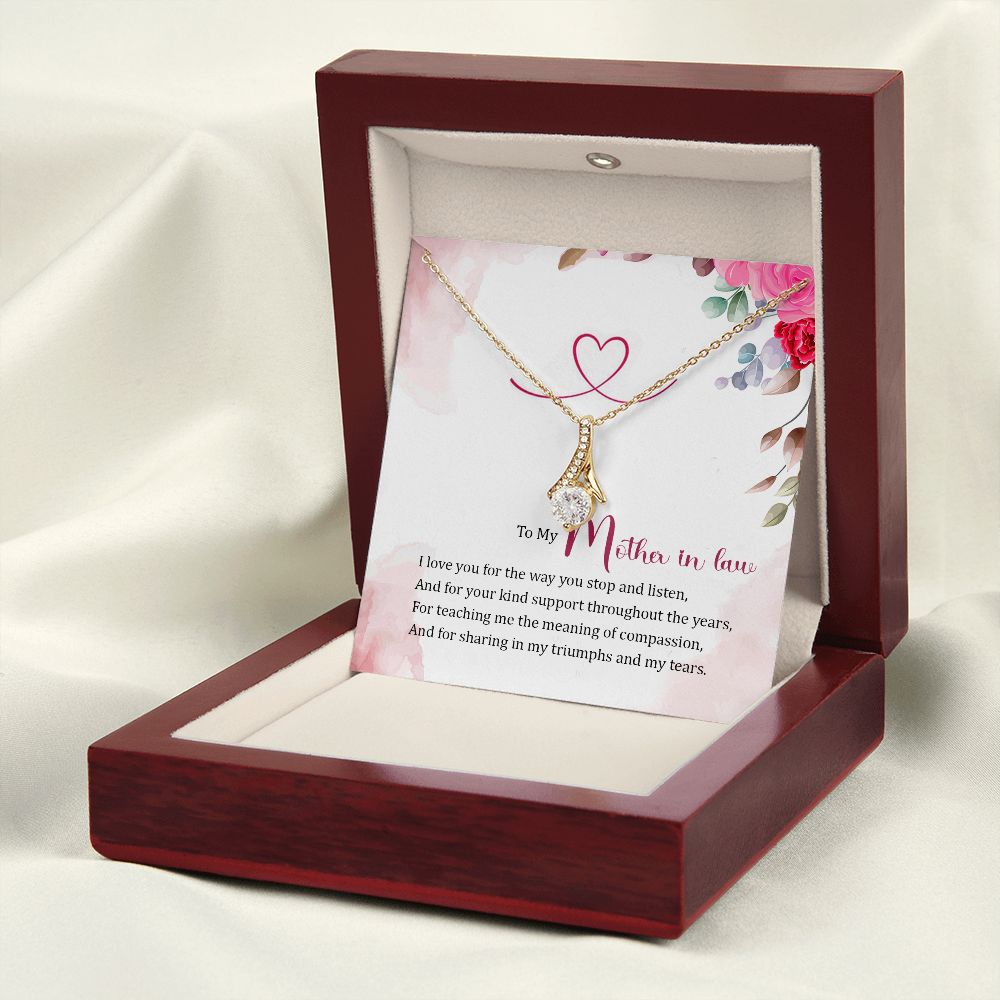 To My Mother-in-Law I Love You Alluring Ribbon Necklace Message Card-Express Your Love Gifts