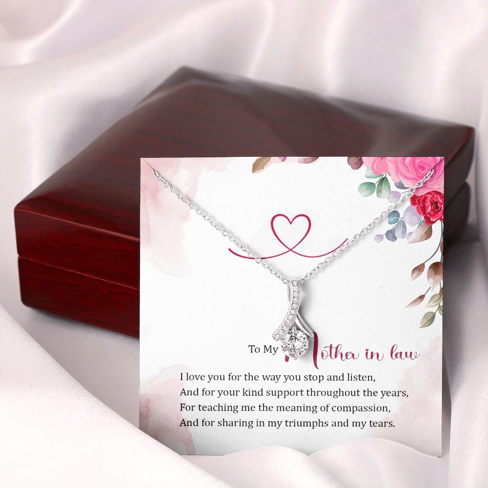 To My Mother-in-Law I Love You Alluring Ribbon Necklace Message Card-Express Your Love Gifts