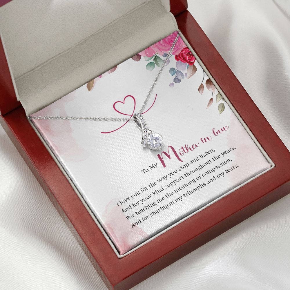 To My Mother-in-Law I Love You Alluring Ribbon Necklace Message Card-Express Your Love Gifts