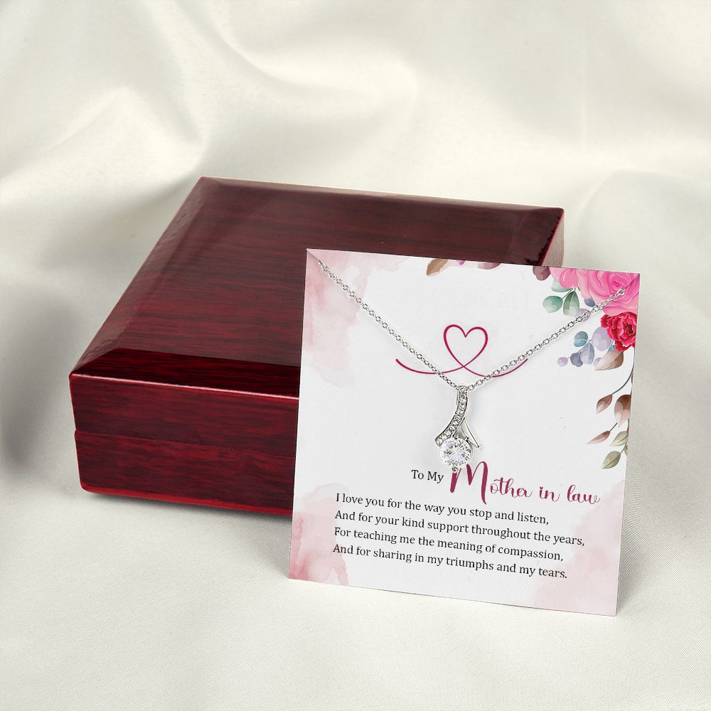 To My Mother-in-Law I Love You Alluring Ribbon Necklace Message Card-Express Your Love Gifts