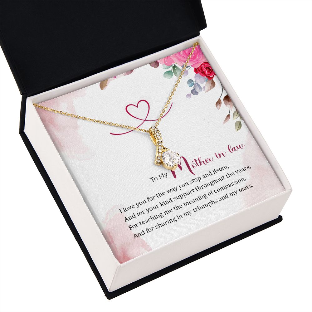 To My Mother-in-Law I Love You Alluring Ribbon Necklace Message Card-Express Your Love Gifts