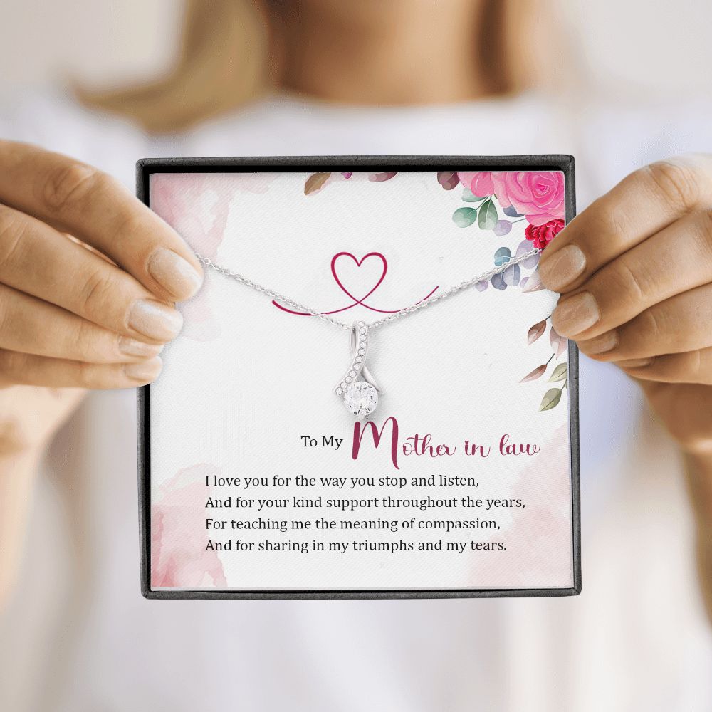 To My Mother-in-Law I Love You Alluring Ribbon Necklace Message Card-Express Your Love Gifts