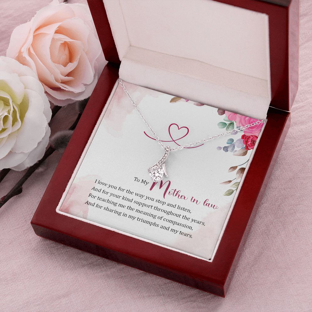 To My Mother-in-Law I Love You Alluring Ribbon Necklace Message Card-Express Your Love Gifts