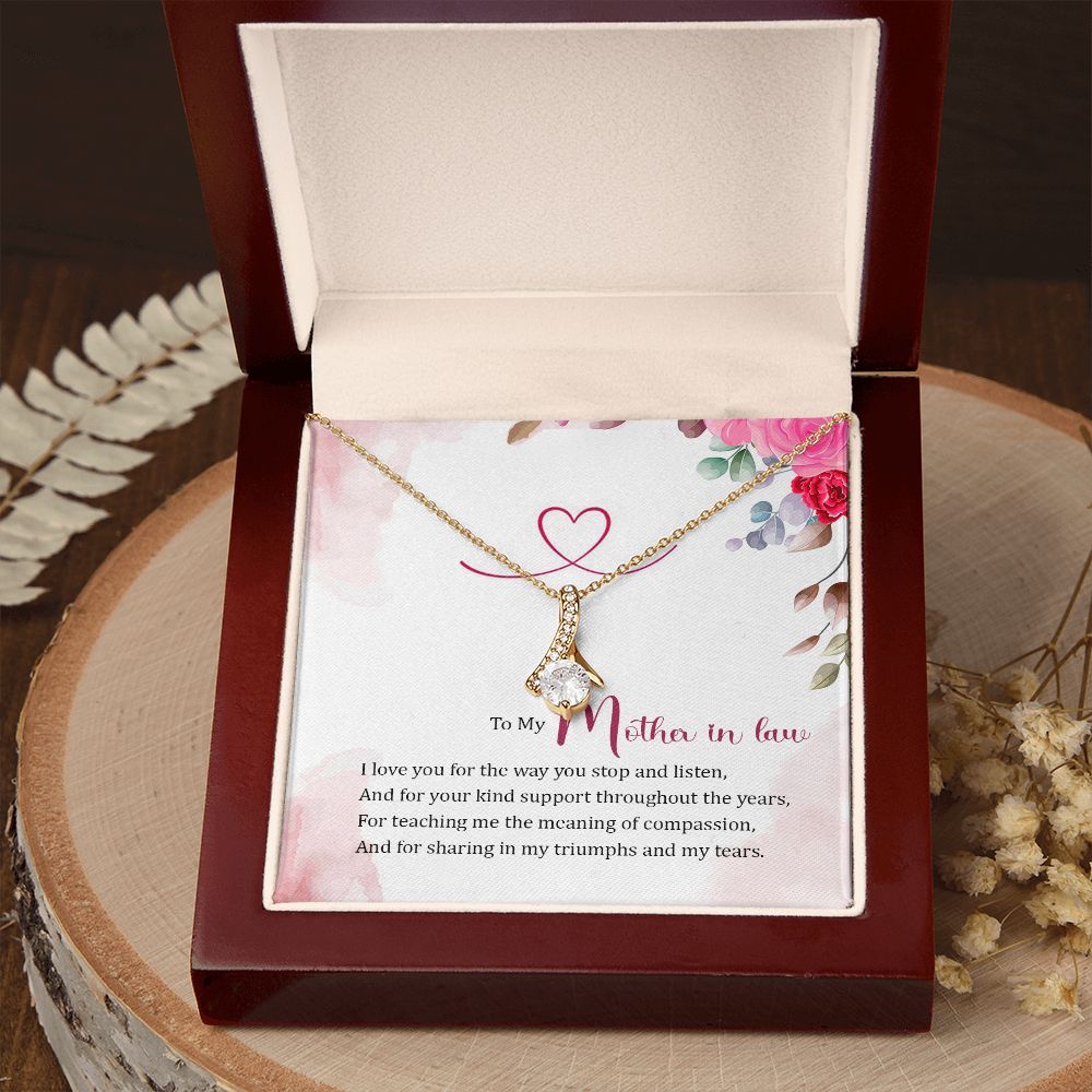 To My Mother-in-Law I Love You Alluring Ribbon Necklace Message Card-Express Your Love Gifts