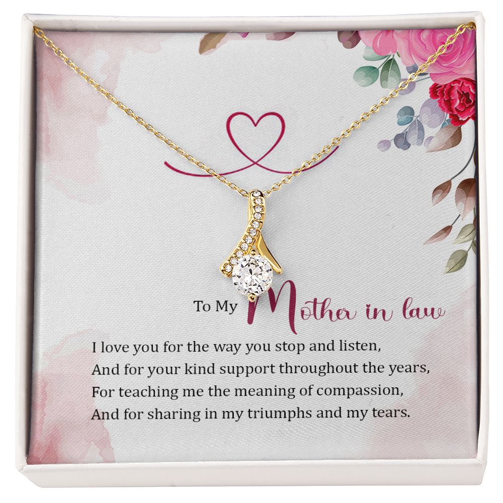 To My Mother-in-Law I Love You Alluring Ribbon Necklace Message Card-Express Your Love Gifts