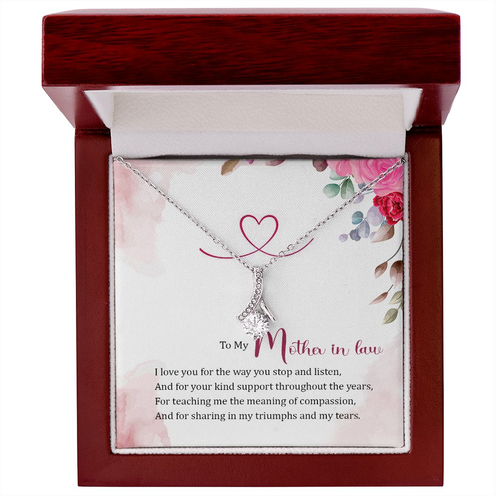 To My Mother-in-Law I Love You Alluring Ribbon Necklace Message Card-Express Your Love Gifts