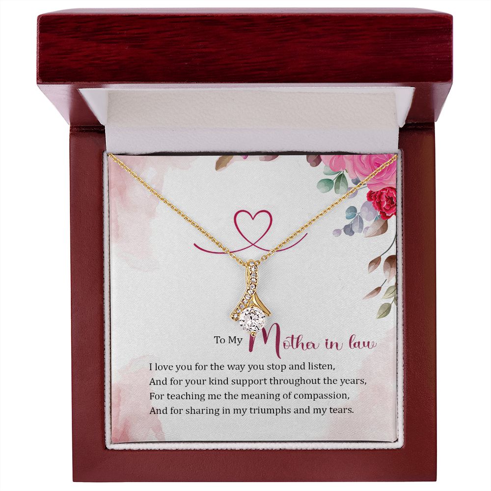 To My Mother-in-Law I Love You Alluring Ribbon Necklace Message Card-Express Your Love Gifts