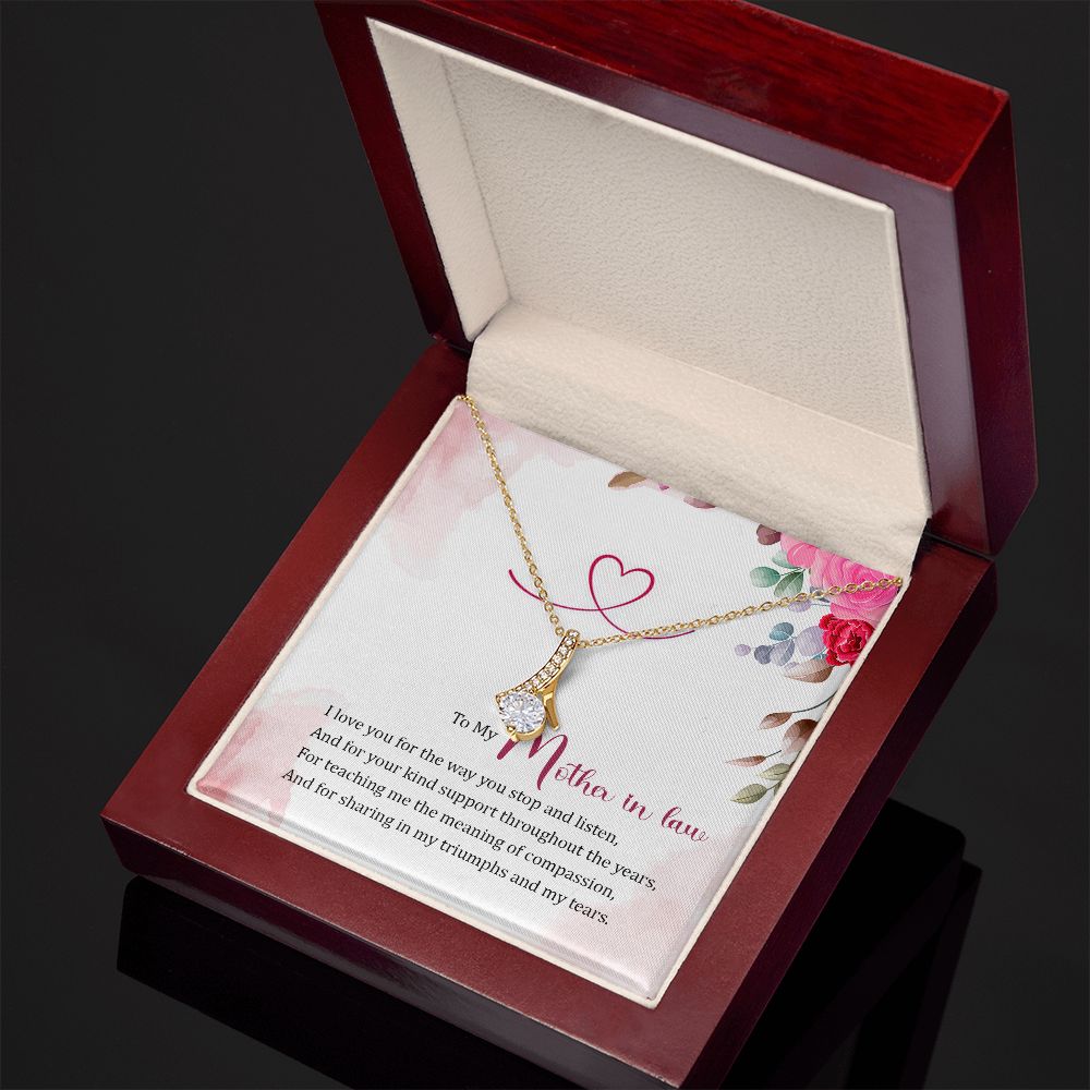 To My Mother-in-Law I Love You Alluring Ribbon Necklace Message Card-Express Your Love Gifts