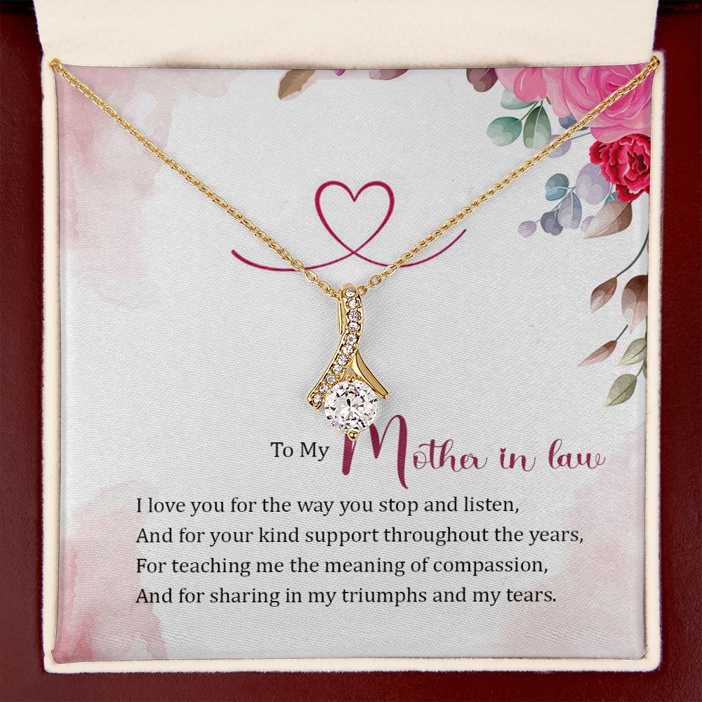 To My Mother-in-Law I Love You Alluring Ribbon Necklace Message Card-Express Your Love Gifts