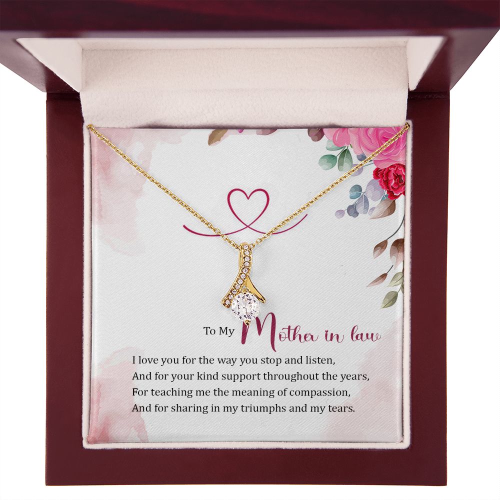 To My Mother-in-Law I Love You Alluring Ribbon Necklace Message Card-Express Your Love Gifts