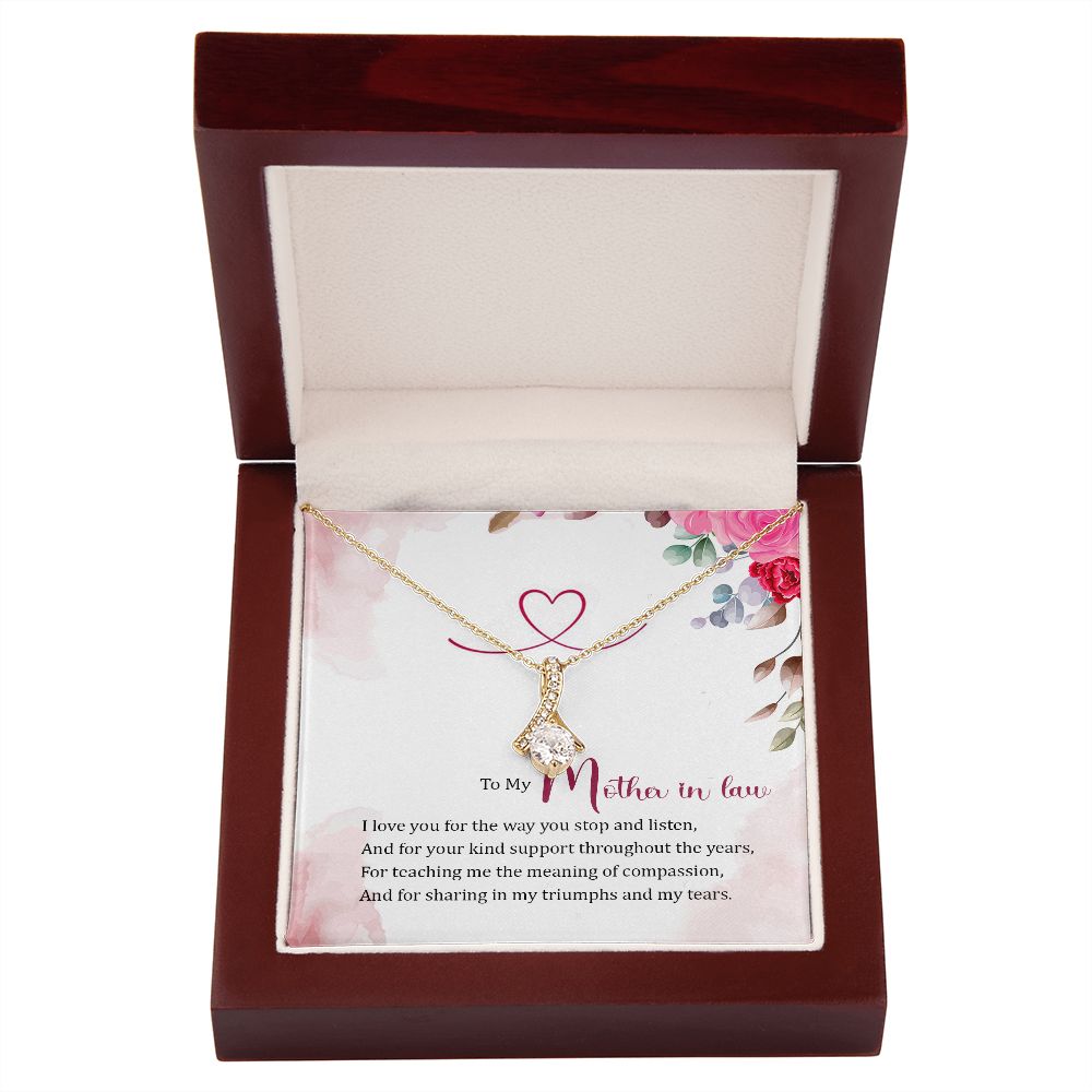 To My Mother-in-Law I Love You Alluring Ribbon Necklace Message Card-Express Your Love Gifts