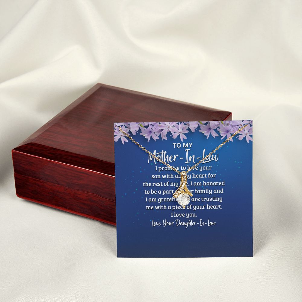 To My Mother-in-Law I Promise to Love Your Son Alluring Ribbon Necklace Message Card-Express Your Love Gifts