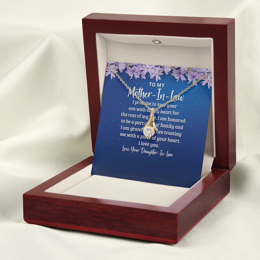 To My Mother-in-Law I Promise to Love Your Son Alluring Ribbon Necklace Message Card-Express Your Love Gifts