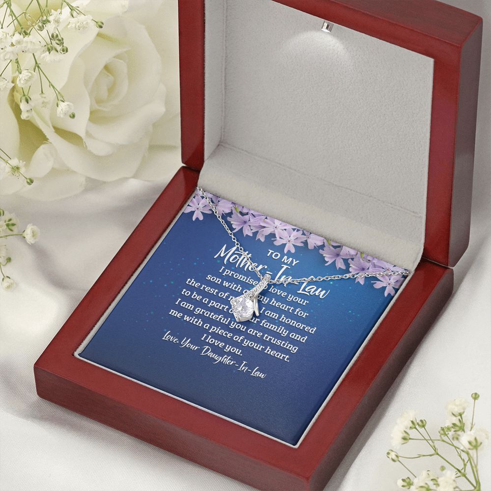 To My Mother-in-Law I Promise to Love Your Son Alluring Ribbon Necklace Message Card-Express Your Love Gifts