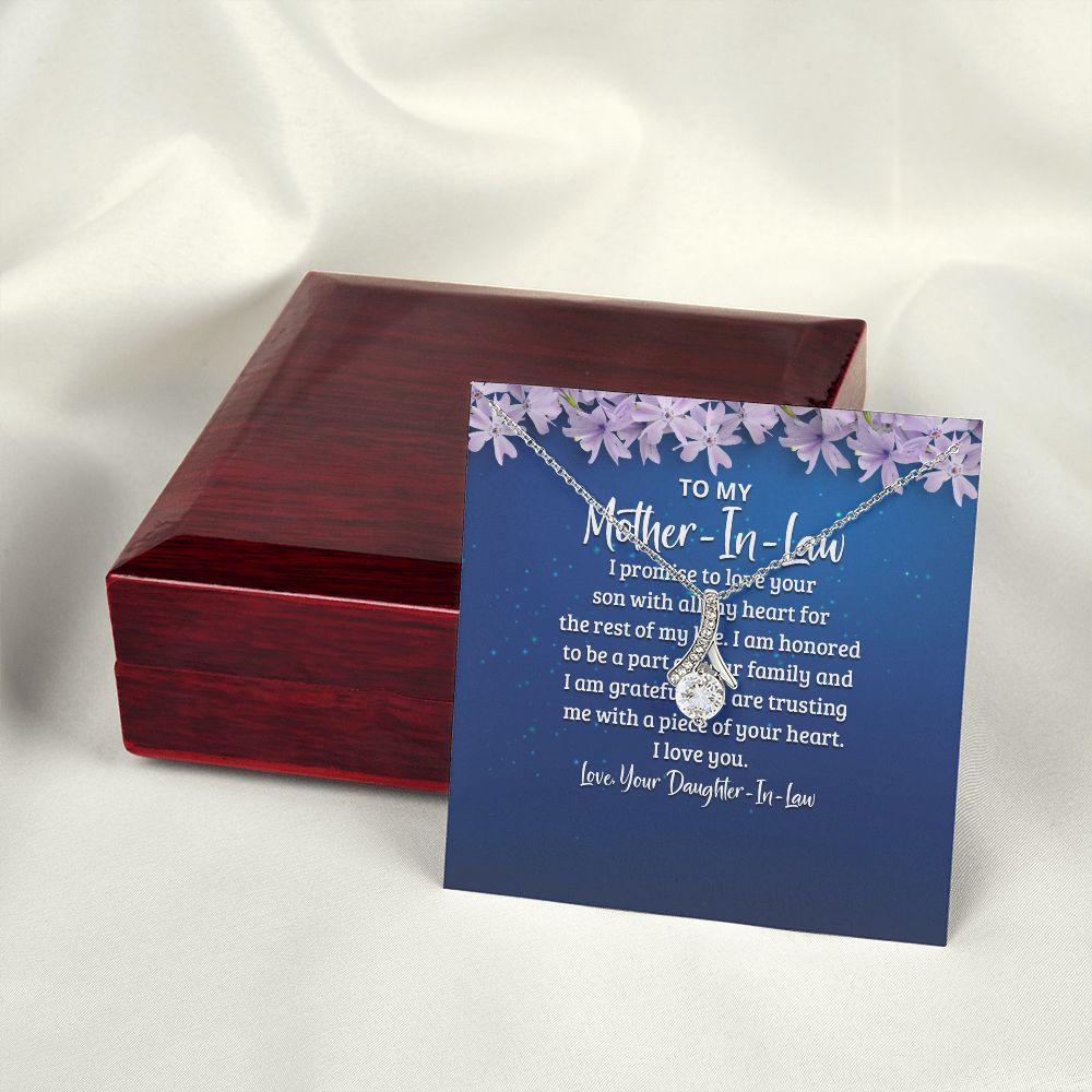 To My Mother-in-Law I Promise to Love Your Son Alluring Ribbon Necklace Message Card-Express Your Love Gifts